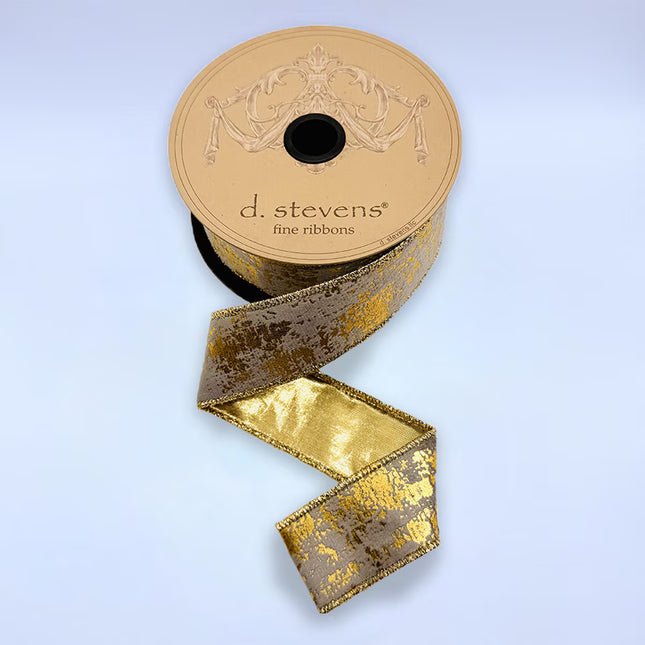 1.5" x 10yds suede velvet burnished metallic gold