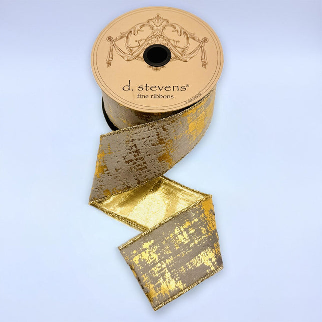 2.5" x 10yds suede velvet burnished metallic gold