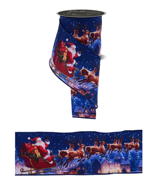 4" x 10yd Santa's Sleigh/Reindeer