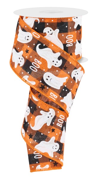 2.5" x 10yd Ghosts/Boo On Woven Check image 0