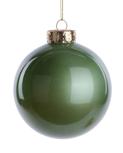 100MM Glass Look Ornament Sage Green image 0