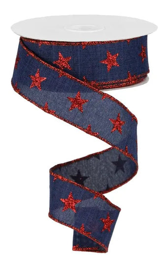 1.5" x 10yd Stars On Royal