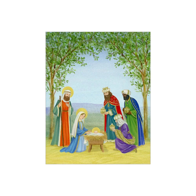 Nativity In Trees Petite Boxed Christmas Cards - includes 15 cards & envelopes