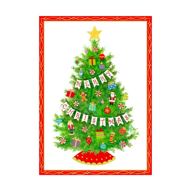 Festooned Tree Small Boxed Christmas Cards - includes 15 cards & envelopes