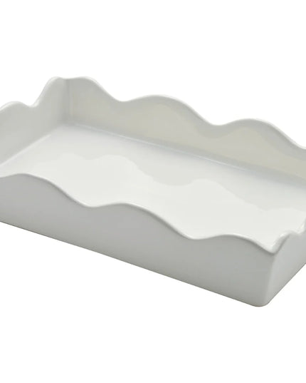 Ceramic Wave Napkin Tray w/ Holiday Theme Guest Towel Set (Assorted)