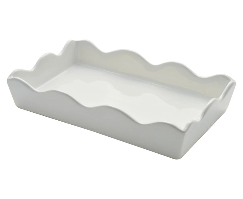 Ceramic Wave Napkin Tray w/ Holiday Theme Guest Towel Set (Assorted)
