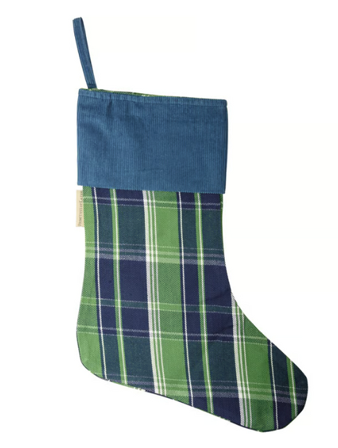 Stocking Blue Plaid