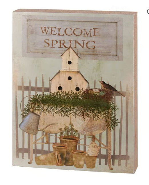 Welcome Spring Box Sign
