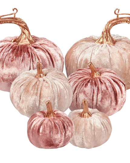 Set of Blush Velvet Pumpkins