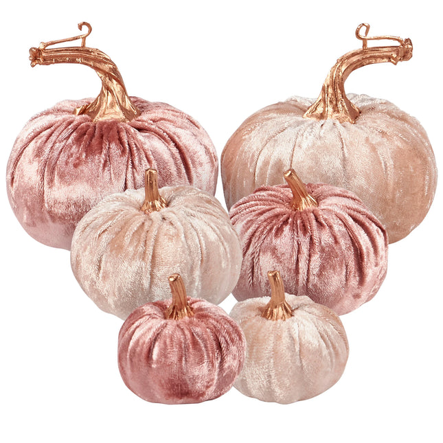 Set of Blush Velvet Pumpkins