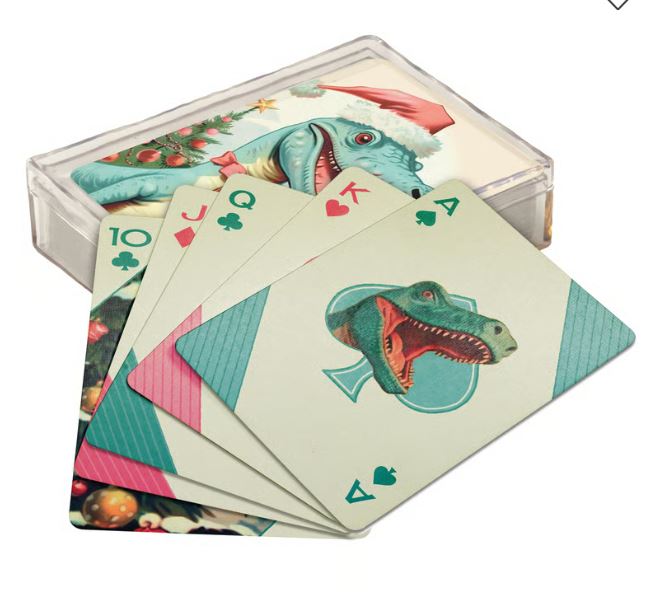 Playing Cards Dino Christmas