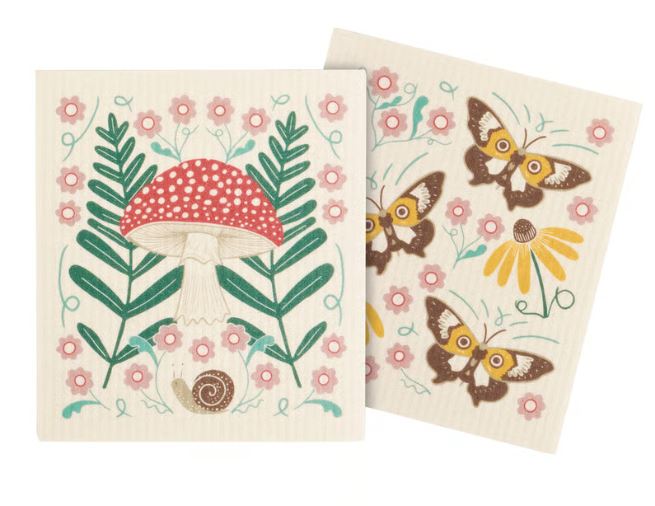 Mushroom Art Swedish Dish Cloth Set