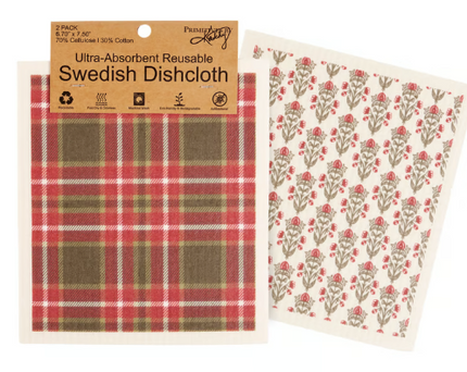 Red Plaid Swedish Dishcloth Set