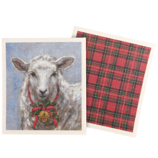 Festive Sheep Swedish Dish Cloth Set
