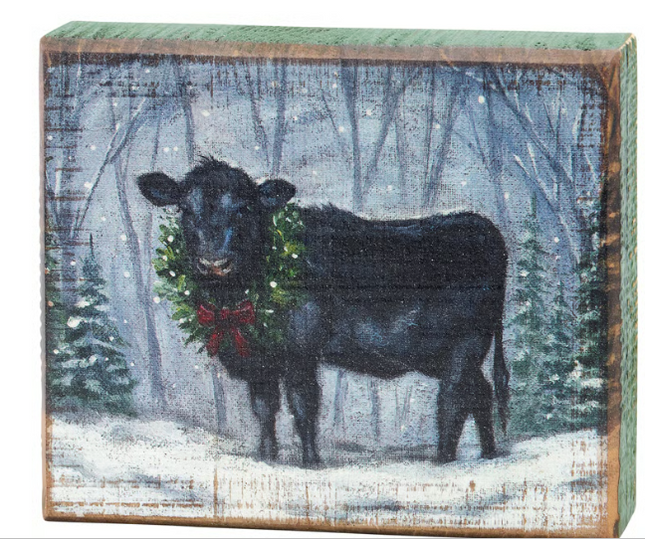 Block Sign Snowy Angus