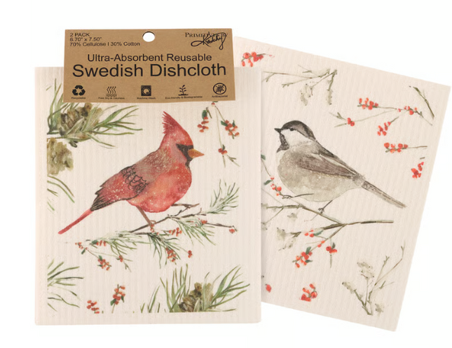 Winter Birds Swedish Dish Cloth Set