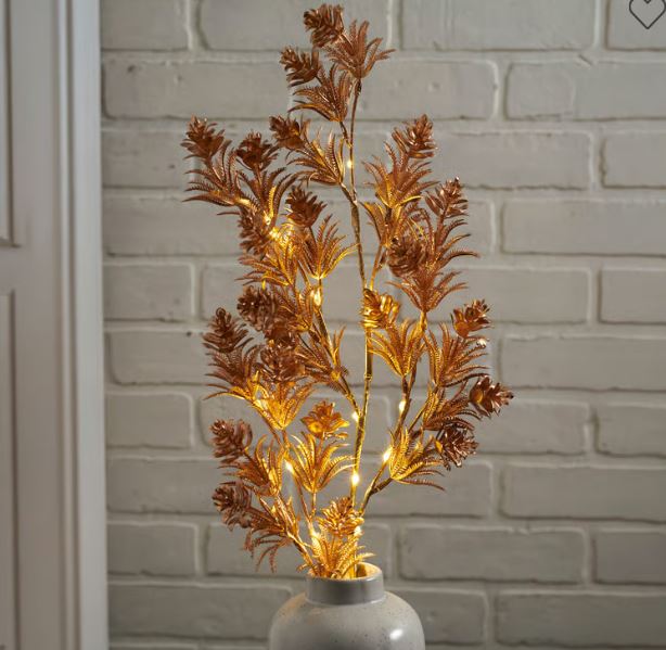 Lighted Floral Pick- Gold Pine