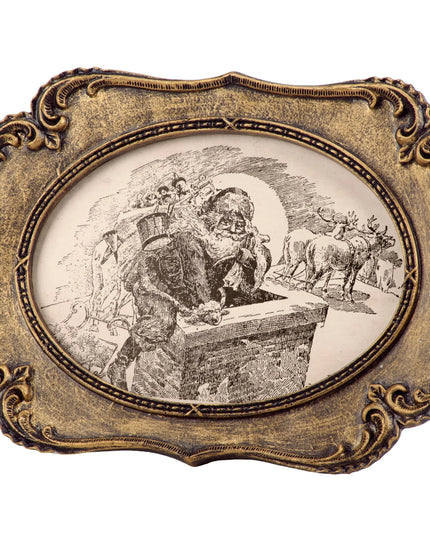 Rooftop Santa Sketch Framed Art