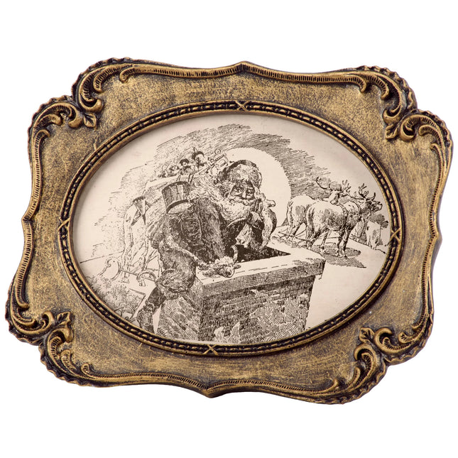 Rooftop Santa Sketch Framed Art