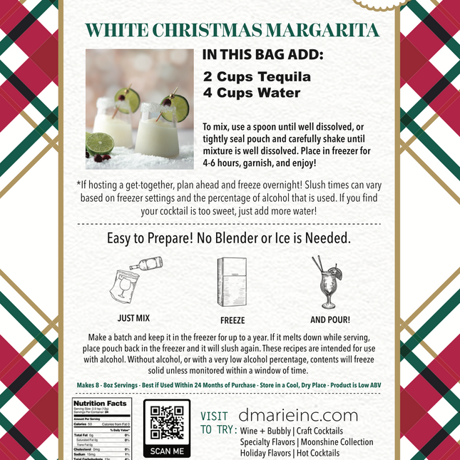 White Christmas Margarita Craft Cocktail Slush Mix