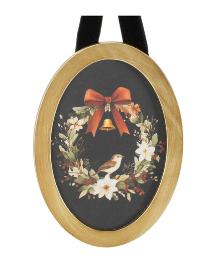 Bird & Poinsettia Frame w/ Ribbon