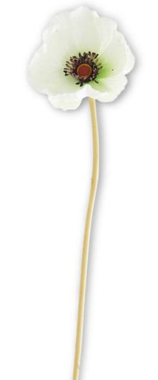 11 Inch White Real Touch Mini Poppy Stem