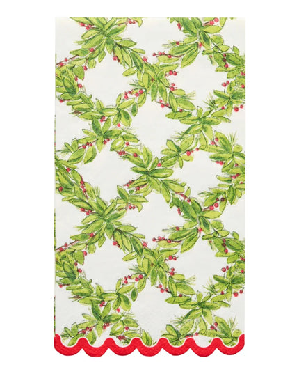 Ceramic Wave Napkin Tray w/ Holiday Theme Guest Towel Set (Assorted)