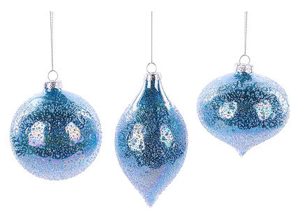 3 Asst 4"Dia Beaded Glass Orn
