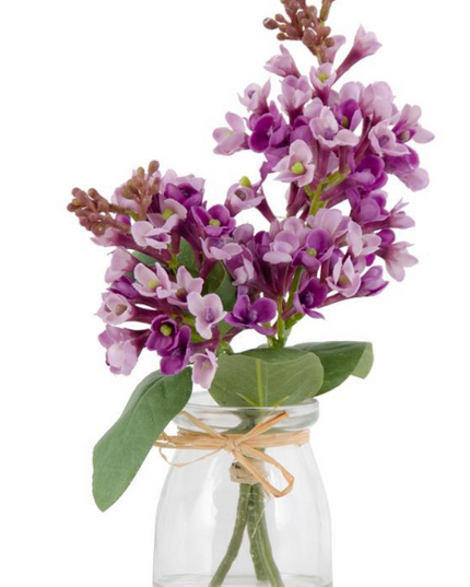 9.25" Purple Lilac Premade in Glass Vase