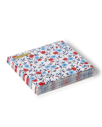 Red, White, and Blue Bloom Paper Cocktail Napkins