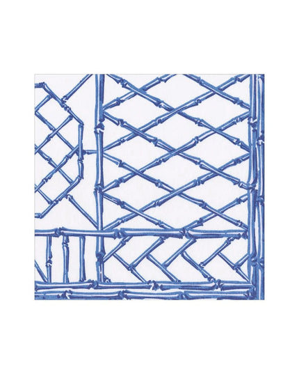 Bamboo Screen China Blue-Ppr Linen Paper Linen Cocktail Napkin - package of 15