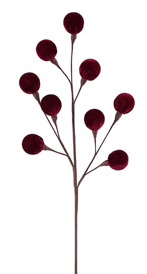 23"L Velvet Wrapped Styro Ball Spray