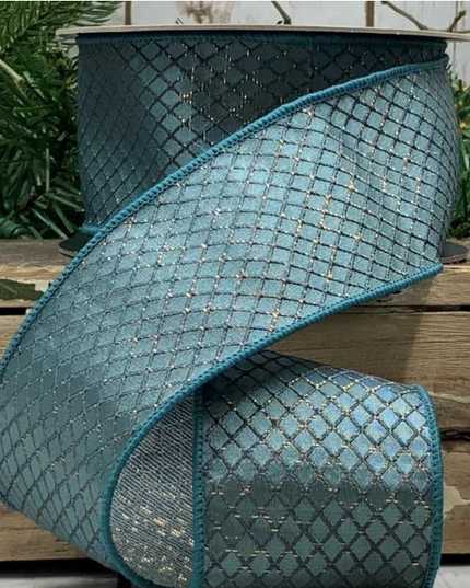 Jacquard Trellis 2.5" x 10yd dusty blue