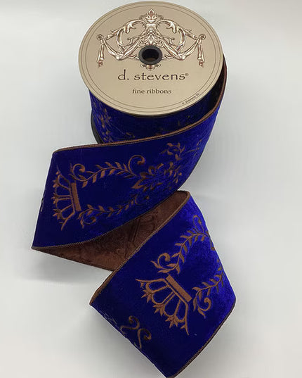 4" x 5 yards Velvet Majestic Scroll Embroidered