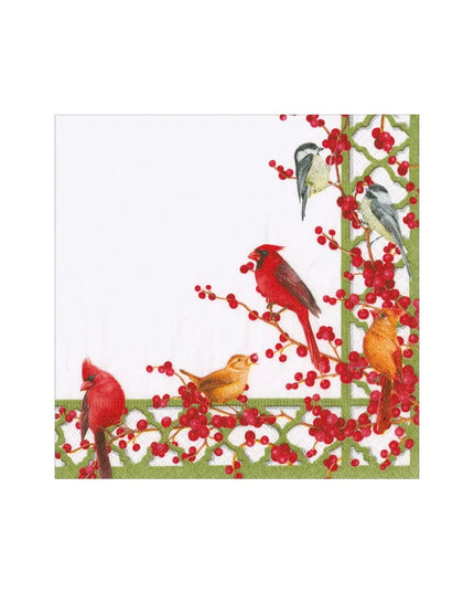 Winter Birds and Berries Recycled Cocktail Napkins - includes 20 Cocktail Napkins