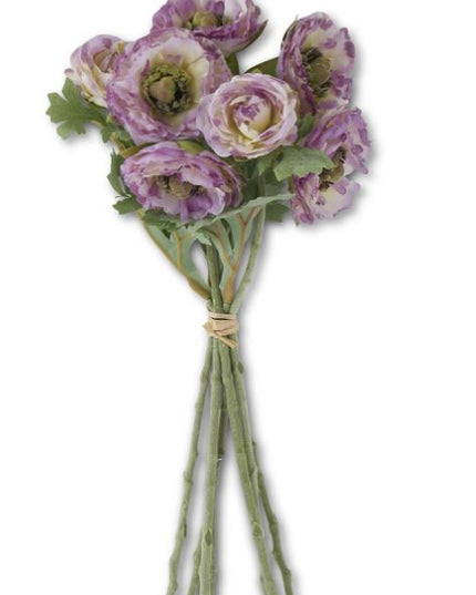 12 Inch Purple Ranunculus Bundle w/Flocked Stem (7 Stems)