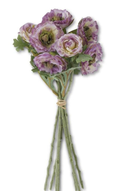 12 Inch Purple Ranunculus Bundle w/Flocked Stem (7 Stems)