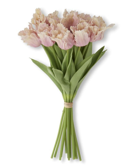 13 Inch Pink & Cream Real Touch Parrot Tulip Bundle (12 Stems)