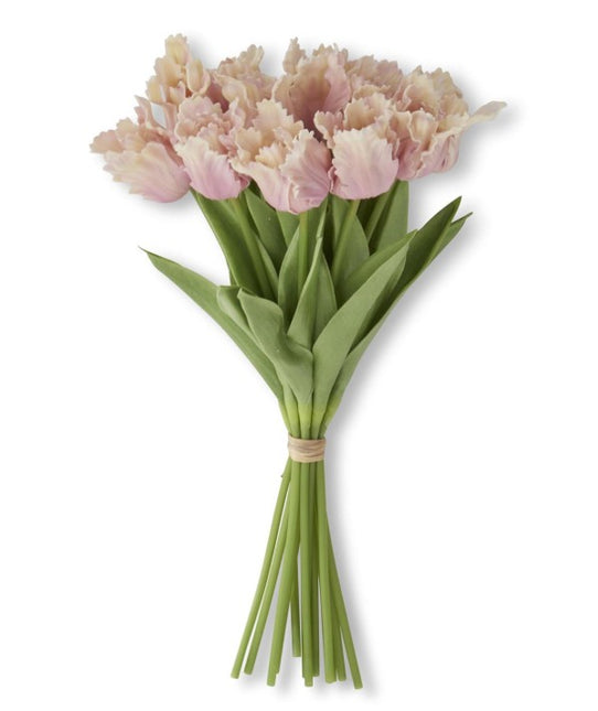 13 Inch Pink & Cream Real Touch Parrot Tulip Bundle (12 Stems)