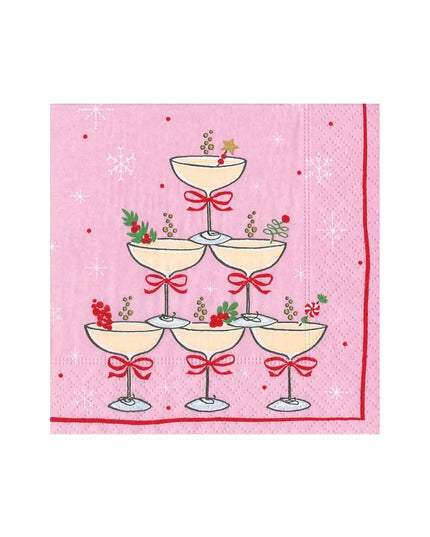 Sparkling Coupes Pink Cocktail Napkin - package of 20