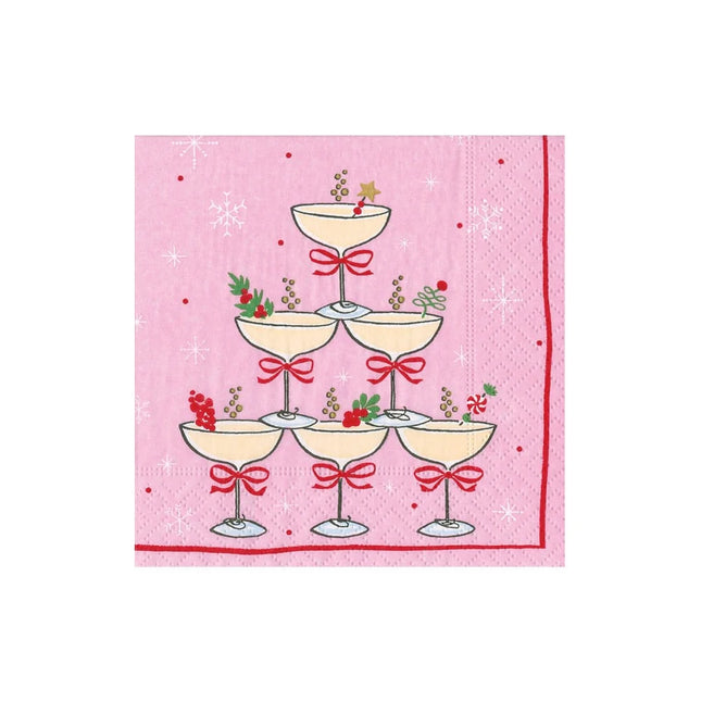 Sparkling Coupes Pink Cocktail Napkin - package of 20