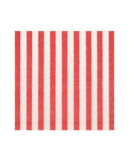Melograno Stripe Red-Paper Linen Paper Linen Cocktail Napkin - package of 15