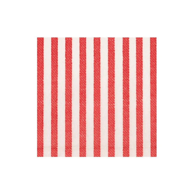 Melograno Stripe Red-Paper Linen Paper Linen Cocktail Napkin - package of 15