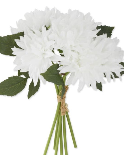 12 Inch White Real Touch Dahlia Bundle (6 Stems)