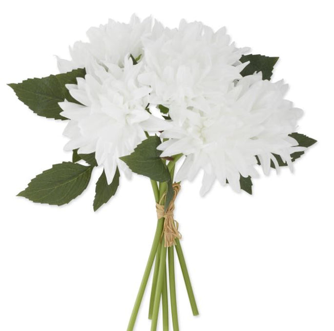 12 Inch White Real Touch Dahlia Bundle (6 Stems)