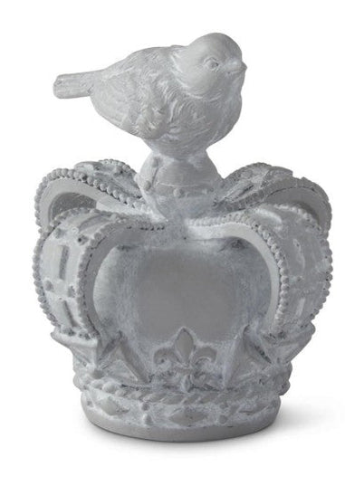 4 Inch Gray Resin Birds on Crowns (2 Styles)