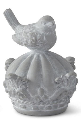 4 Inch Gray Resin Birds on Crowns (2 Styles)