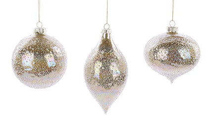 3 Asst 5"Dia Beaded Glass Orn