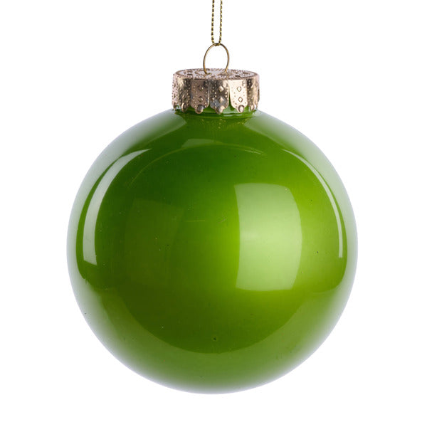 100MM Glass Look Ornament Lime Green image 0