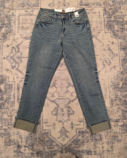 Mid Rise Vintage Wash Cuffed Boyfriend Jean image 0